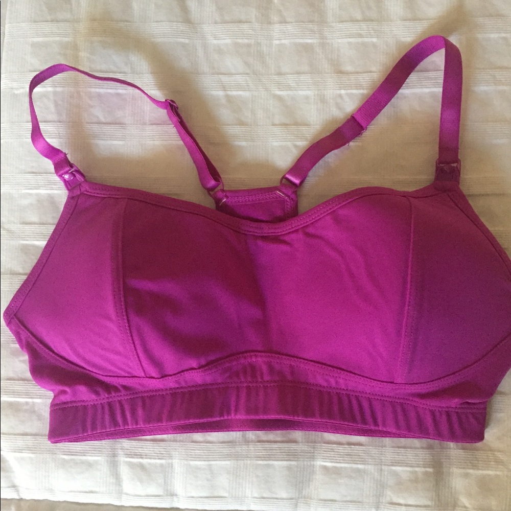 Motherhood maternity pink nursing sports bra